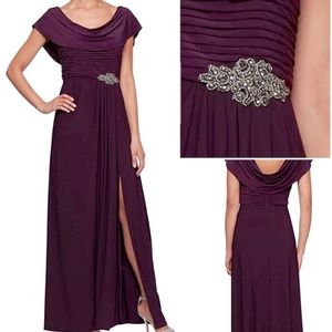 Purple Size 12 Alex Evenings cowl neck gown Never worn